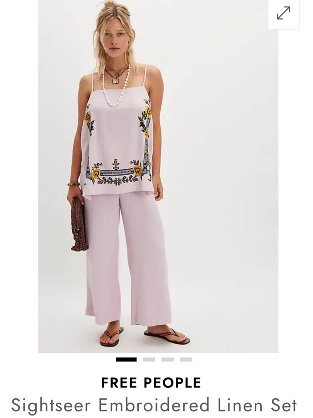 FREE PEOPLE Linen Sightseer Embroidered Set 🪻🌾🍂🪻🌾🍂🪻